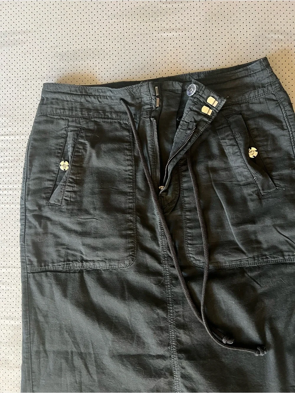 Free People Black Drawstring Maxi Skirt with Front Pockets